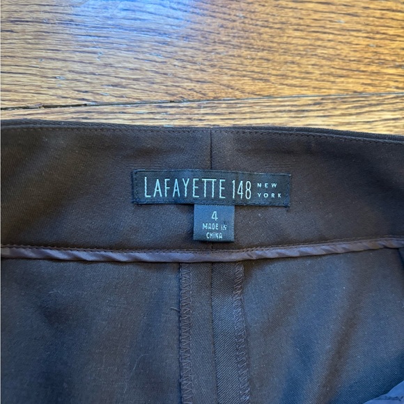 Lafayette 148 Espresso Dark Brown Italian Stretch Wool Trousers Pants Size 4 - Picture 5 of 7